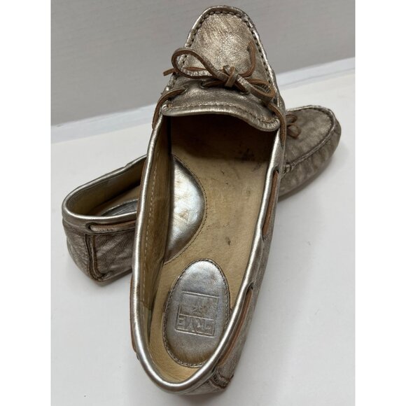 Frye Regan Campus Driver Gold Chrome Metallic Slip-on Leather Loafer Size‎ 7.5 - Picture 7 of 10
